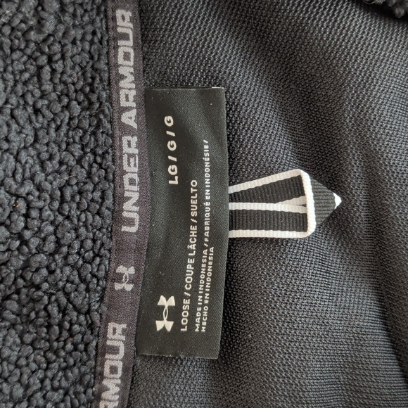 Under Armour Loose Mission Sherpa Fleece Full Zip Vert LARGE Black Zip Pockets - Picture 2 of 16